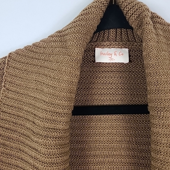 NEW Hailey & Co Keep Me Close Long Brown Knit Pocketed Cardigan Sz XS - Picture 2 of 7